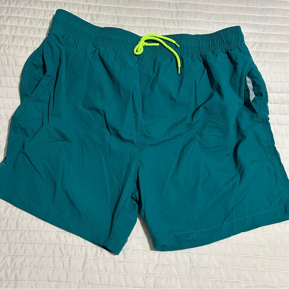 SILKWORLD Men's Swim Trunks Quick Dry Beach Shorts w/ Pockets Dark Cyan XL New